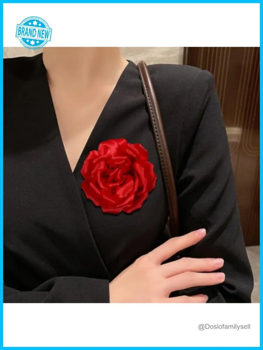 Large Red Rose Hair Clip Brooch for Women Floral Charm Pin